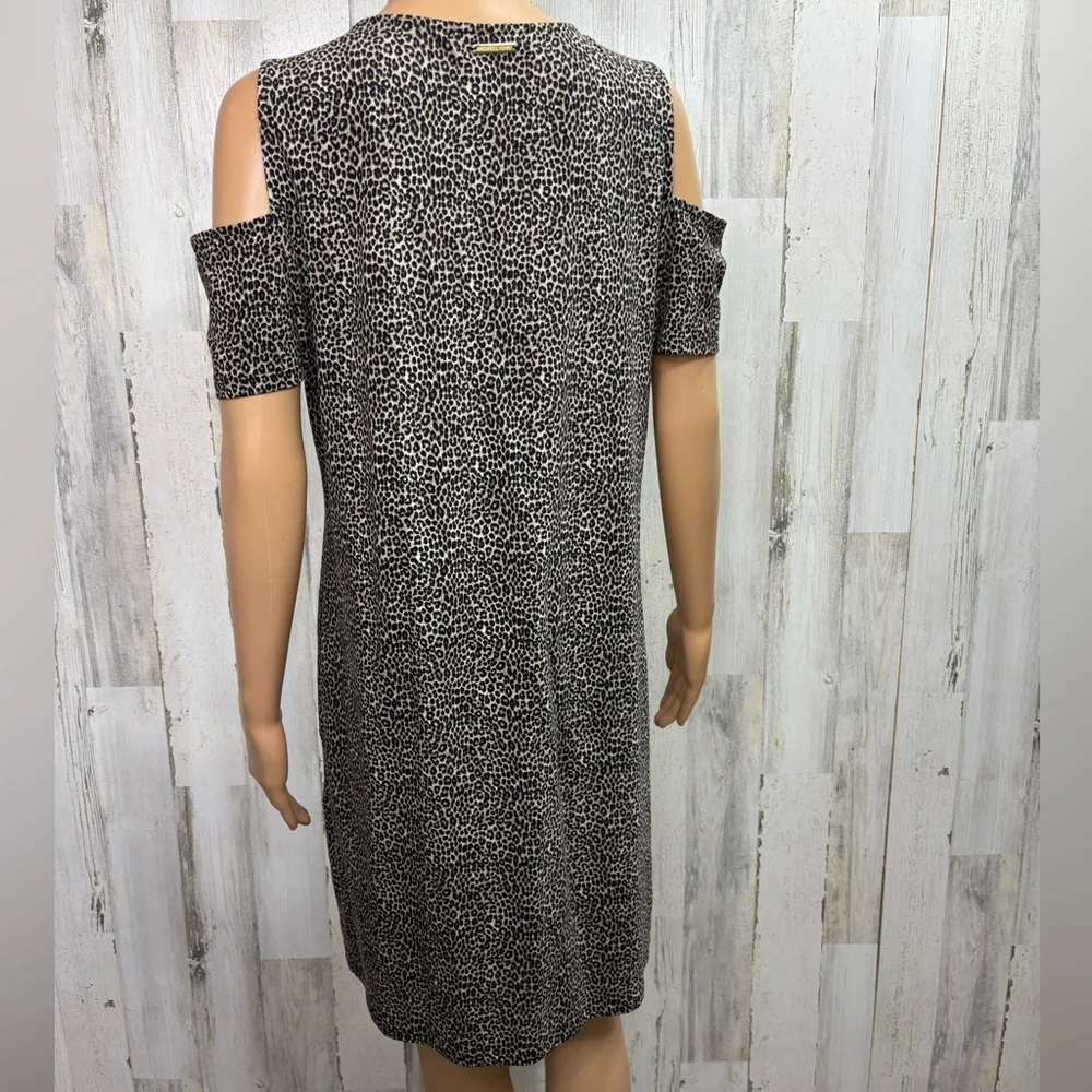 Michael Kors Leopard Print‎ Cold Shoulder Tee Shirt Dress